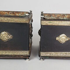 Pair of Continental Classical Revival Silver Mounted Cedar Cachepots