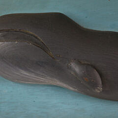 Vintage 1940s Carved and Painted Bowhead Whale Plaque