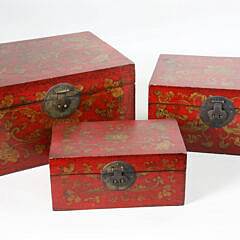 Set of Three Diminutive Chinese Gilt Decorated Storage Boxes