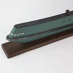 Vintage Maine Folk Art Flat Hull Tugboat Model