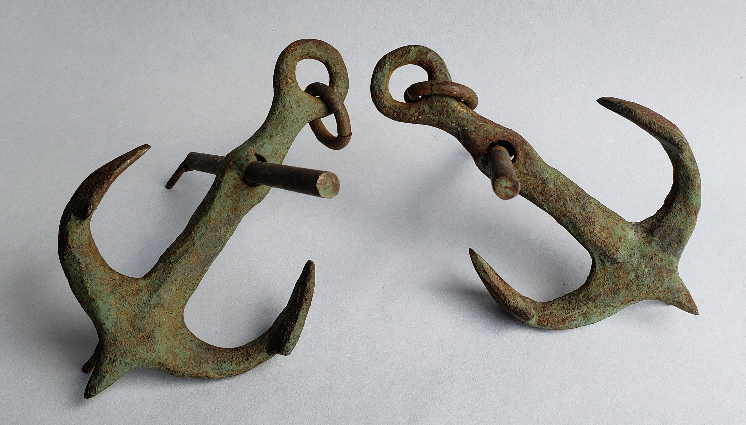 Figural Iron Anchor Bookends Pair of Vintage Curtis Jere Signed Cast Iron Figural Anchor