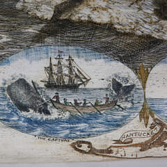 Michael Vienneau Scrimshawed Antique Whale Panbone Engraved with a Whaling Scene