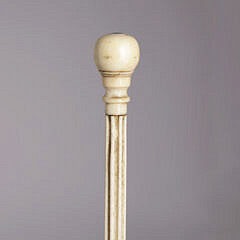 Antique Whale Ivory Turned Ball Grip Walking Stick, 19th Century