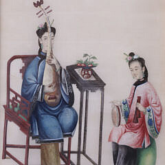 Three Chinese Export Watercolors on Pith Paper, 19th Century