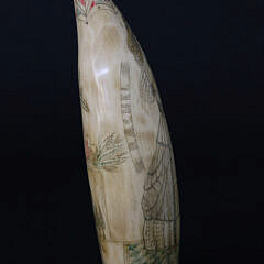 Polychrome Scrimshaw Antique Sperm Whale Tooth, circa 1860
