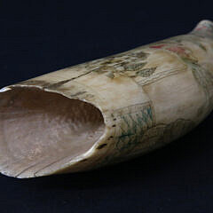 Polychrome Scrimshaw Antique Sperm Whale Tooth, circa 1860