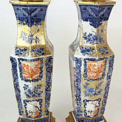 Pair of Chinese Export Underglaze Blue Mandarin Palette Vases, circa 1780