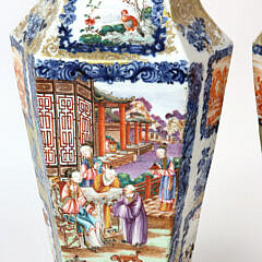 Pair of Chinese Export Underglaze Blue Mandarin Palette Vases, circa 1780