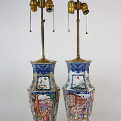 Pair of Chinese Export Underglaze Blue Mandarin Palette Vases, circa 1780