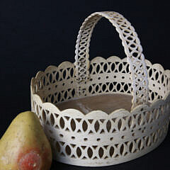 Scarce Whaleman Made Pierced Panbone Basket, circa 1850