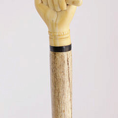 Whaleman Made Antique Whale Ivory Clenched Fist Walking Stick, circa 1860