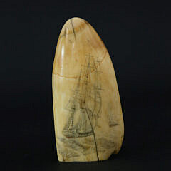 Fine American Scrimshaw Antique Sperm Whale Tooth, circa 1850