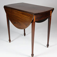 George III Inlaid Mahogany Drop Leaf Table, late 18th Century