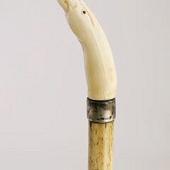 Whaleman Carved Eagle Head Walking Stick, circa 1860