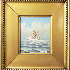 George Nemethy Oil on Board, “Racing Sloop”