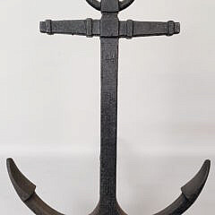 Pair of Extraordinary Oversized Antique Cast Iron Figural Anchor Andirons, circa 1920