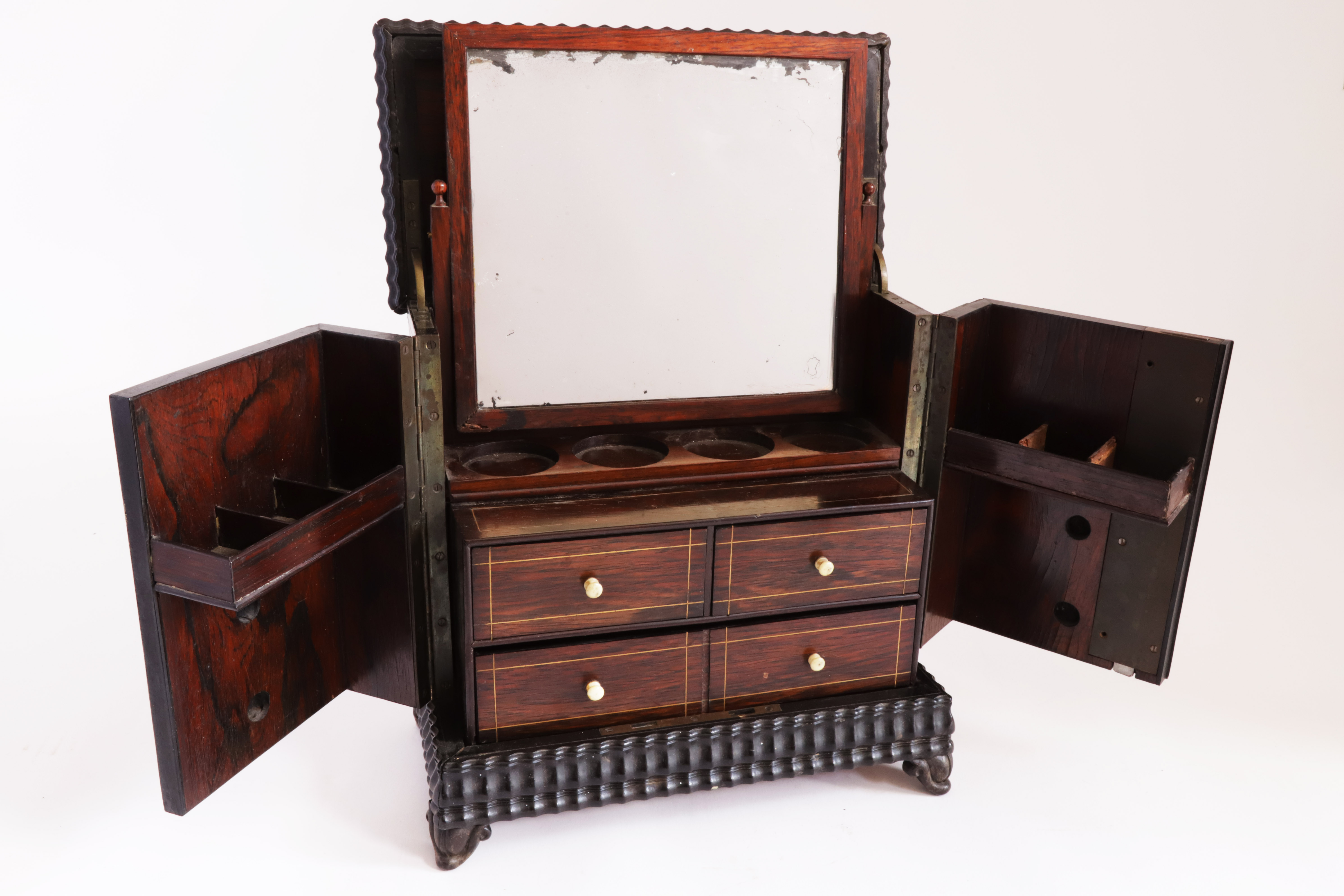 Anglo Indian Ebony and Exotic Wood Dressing Case Mid 19th Century