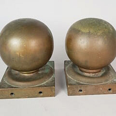 Pair of Antique -Vintage Brass Cannonball Architectural Dock Post Finials