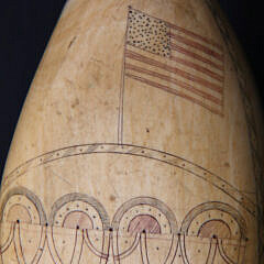 Fine Polychrome Scrimshaw Antique Sperm Whale Tooth, circa 1850