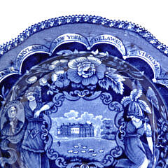 Historical Blue Staffordshire “States Pattern” Soup Bowl by James and Ralph Clews, circa 1792