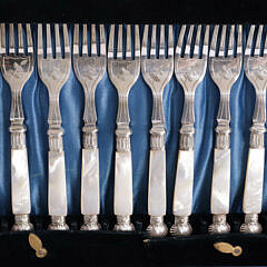 Cased Set of 24 Sheffield Mother of Pearl Handled Fish Knives and Forks, circa 1920s