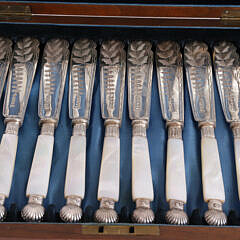 Cased Set of 24 Sheffield Mother of Pearl Handled Fish Knives and Forks, circa 1920s