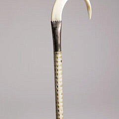 Silver Mounted Boar’s Tusk Handled Cane, 19th Century