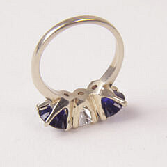 Vintage Twin Sapphire and Brilliant Cut Diamond Ring, 14k Gold