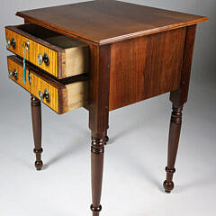 Two Drawer Mahogany Stand with Tiger Maple Drawer Fronts