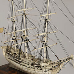 French Prisoner of War Miniature 80 Gun Man-o-War Ship Model, circa 1800