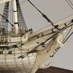 French Prisoner of War Miniature 80 Gun Man-o-War Ship Model, circa 1800