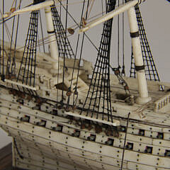 French Prisoner of War Miniature 80 Gun Man-o-War Ship Model, circa 1800