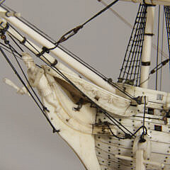 French Prisoner of War Miniature 80 Gun Man-o-War Ship Model, circa 1800