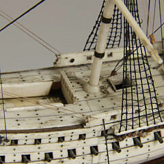 French Prisoner of War Miniature 80 Gun Man-o-War Ship Model, circa 1800