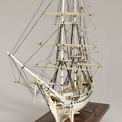 French Prisoner of War Miniature 80 Gun Man-o-War Ship Model, circa 1800