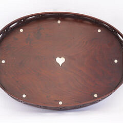 Whaleman Made Inlaid Tropical Wood Gallery Serving Tray, circa 1850