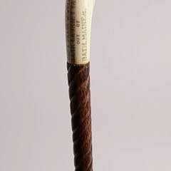 Captain Frank W. Wells Scrimshaw Inscribed Walking Stick, 19th Century