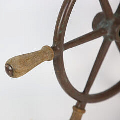 Antique American Bronze and Teak Nautical Yacht Wheel, circa 1920