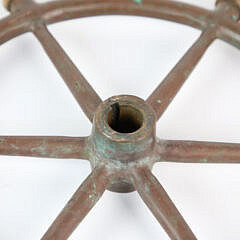 Antique American Bronze and Teak Nautical Yacht Wheel, circa 1920