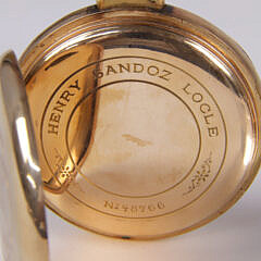 Fine Antique Henry Sandoz Locle 14K Gold Pocket Watch