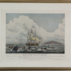 Antique Hand Colored Engraving “South Sea Whale Fishery, A Boat Destroyed by a Wounded Whale”