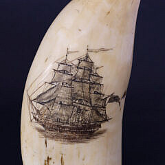 Antique Scrimshaw Whale Tooth Depicting Jack Tar