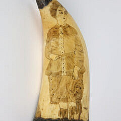 Silver Mounted Scrimshaw Sperm Whale Tooth, circa 1908