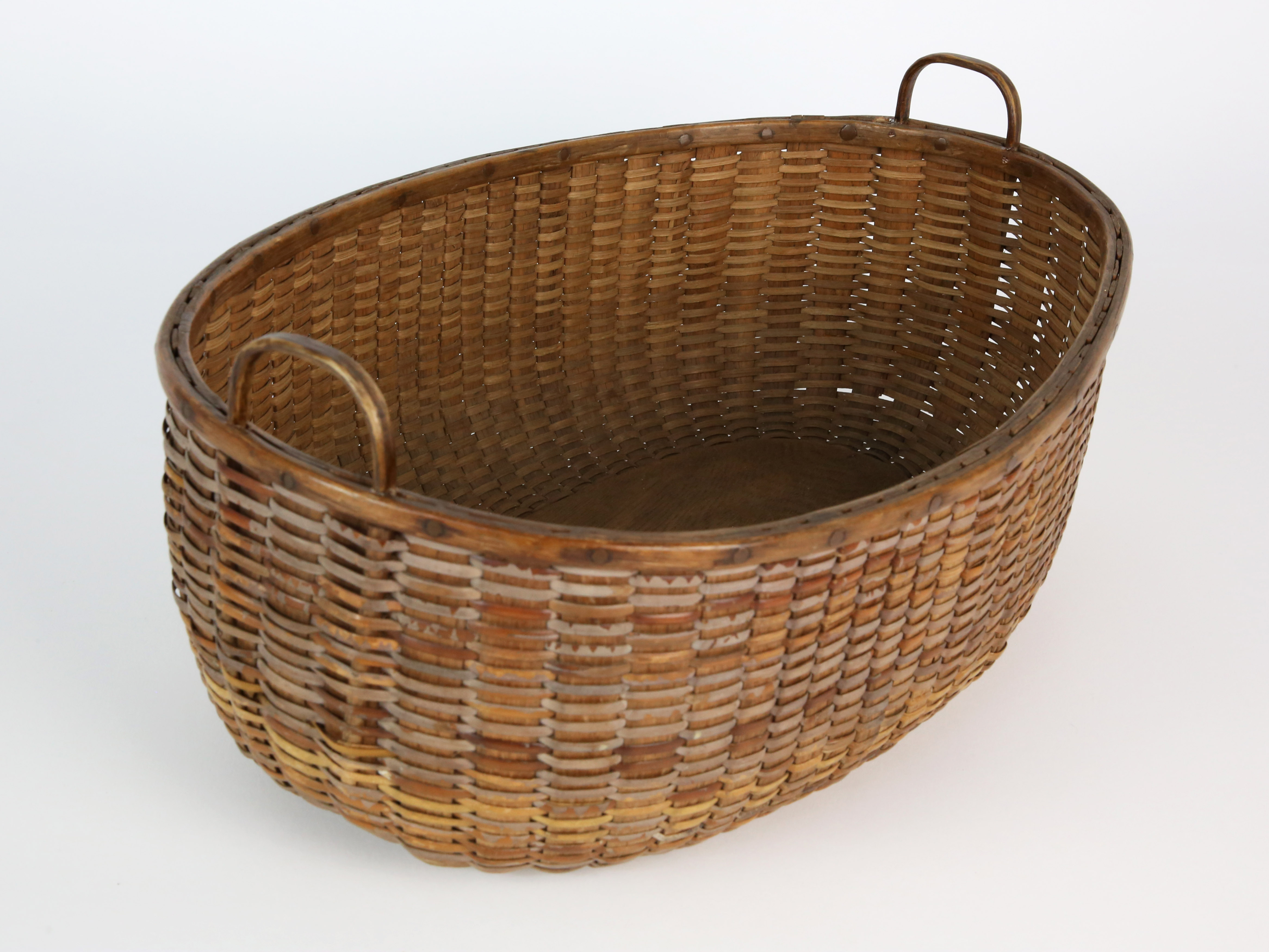 Open Double Handle Oval Nantucket Lightship Basket Antique Open
