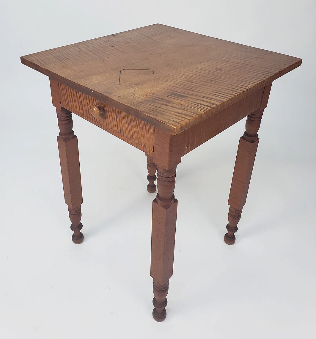 Antique New York Tiger Maple Stand Antique New York Sheraton Tiger