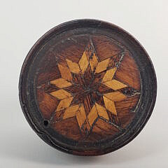 Antique Sailor Made Star Inlaid Barrel Shaped Puzzle Box