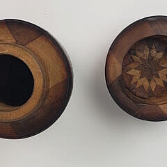 Antique Sailor Made Star Inlaid Barrel Shaped Puzzle Box