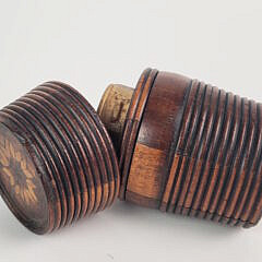 Antique Sailor Made Star Inlaid Barrel Shaped Puzzle Box