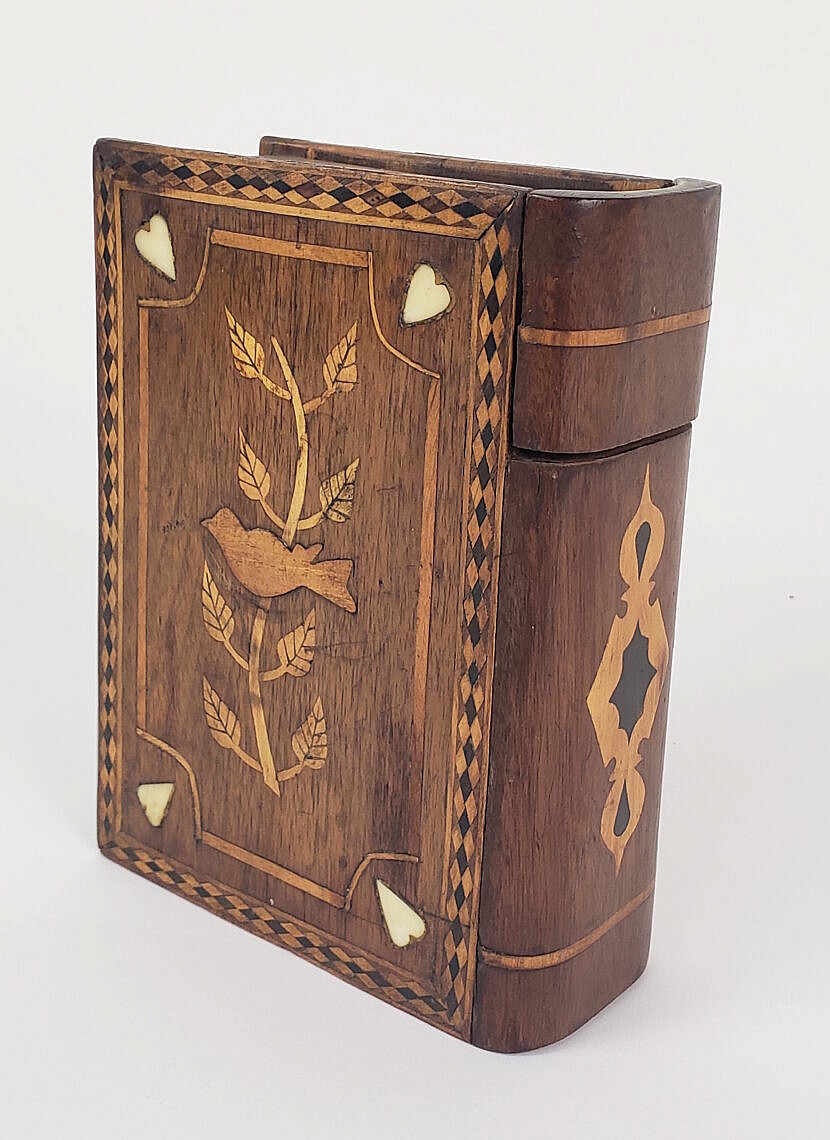 Antique 19th Century Inlaid Book Box - Antique Finely Inlaid Book