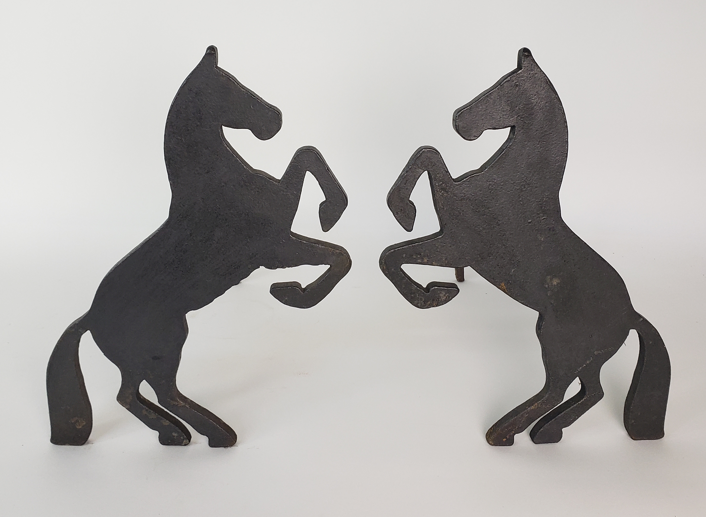 Vintage Figural Iron Horse Andrions Pair of Vintage Figural Iron